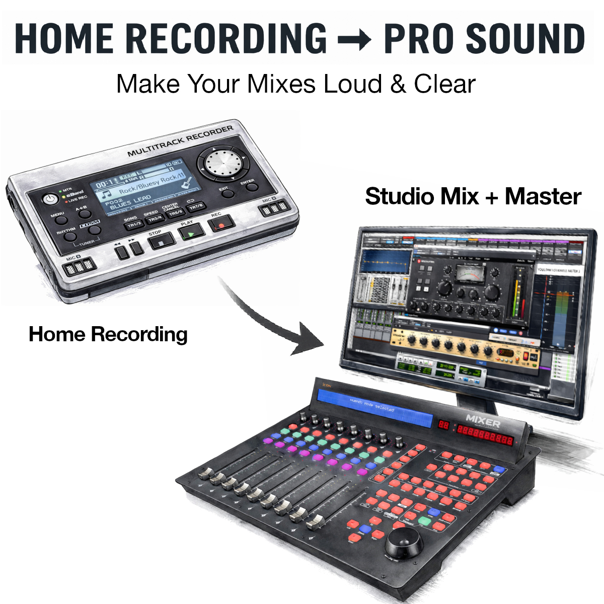 Mix And Master Engineer and Producer Facebook ad: Make Your Home Recordings Sound Pro