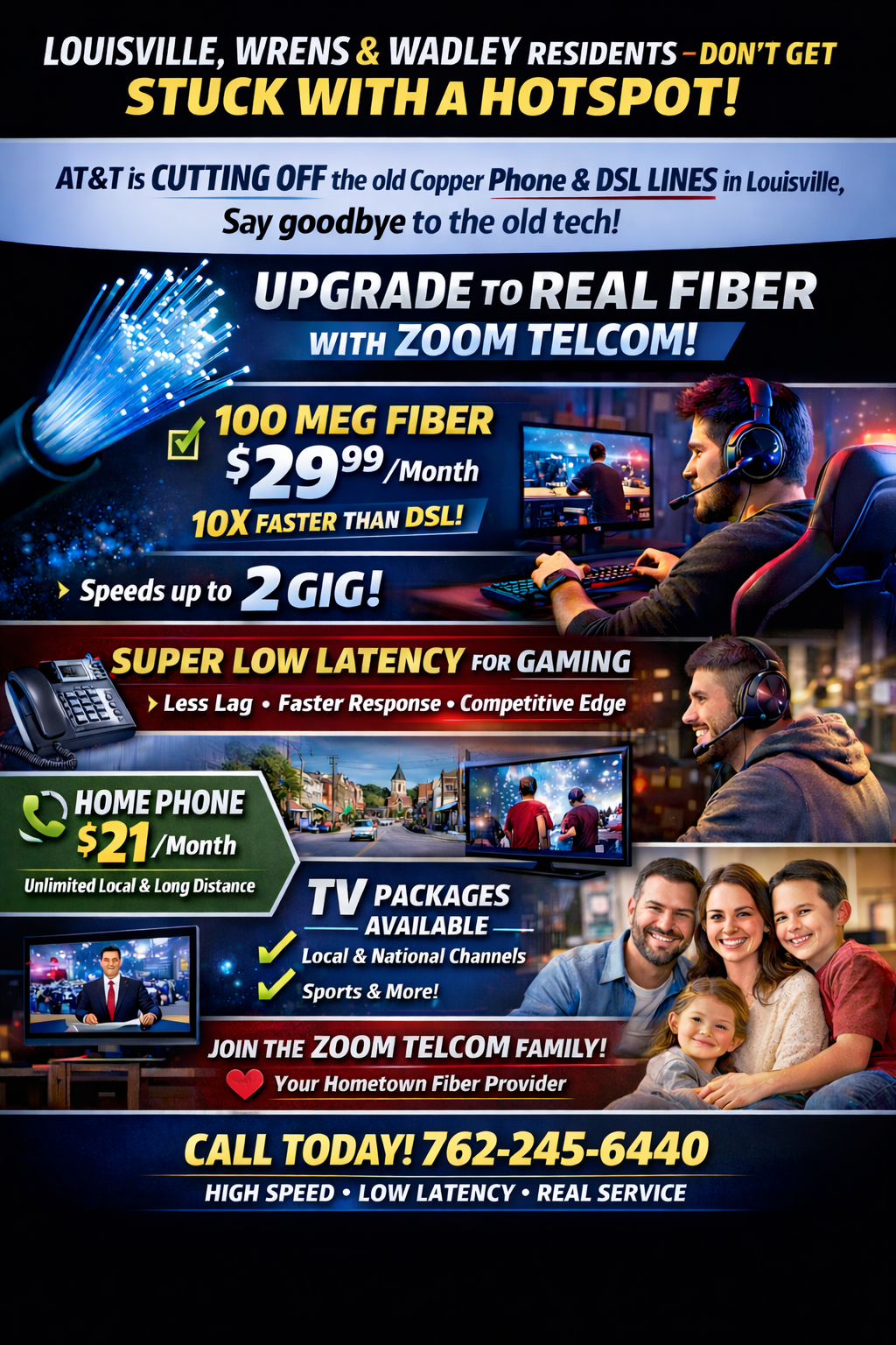 Zoom Telcom LLC Facebook ad: Become Part of the Zoom Family, Where Neighbors…