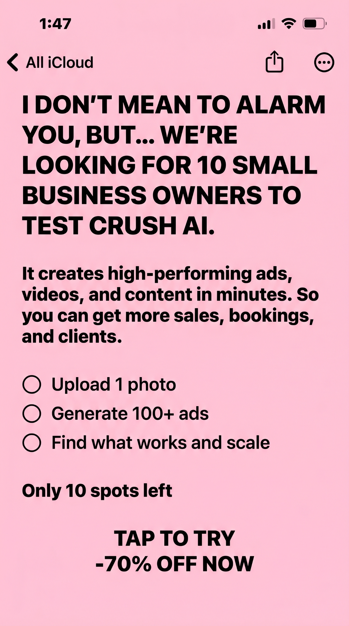 trycrush.ai Facebook ad