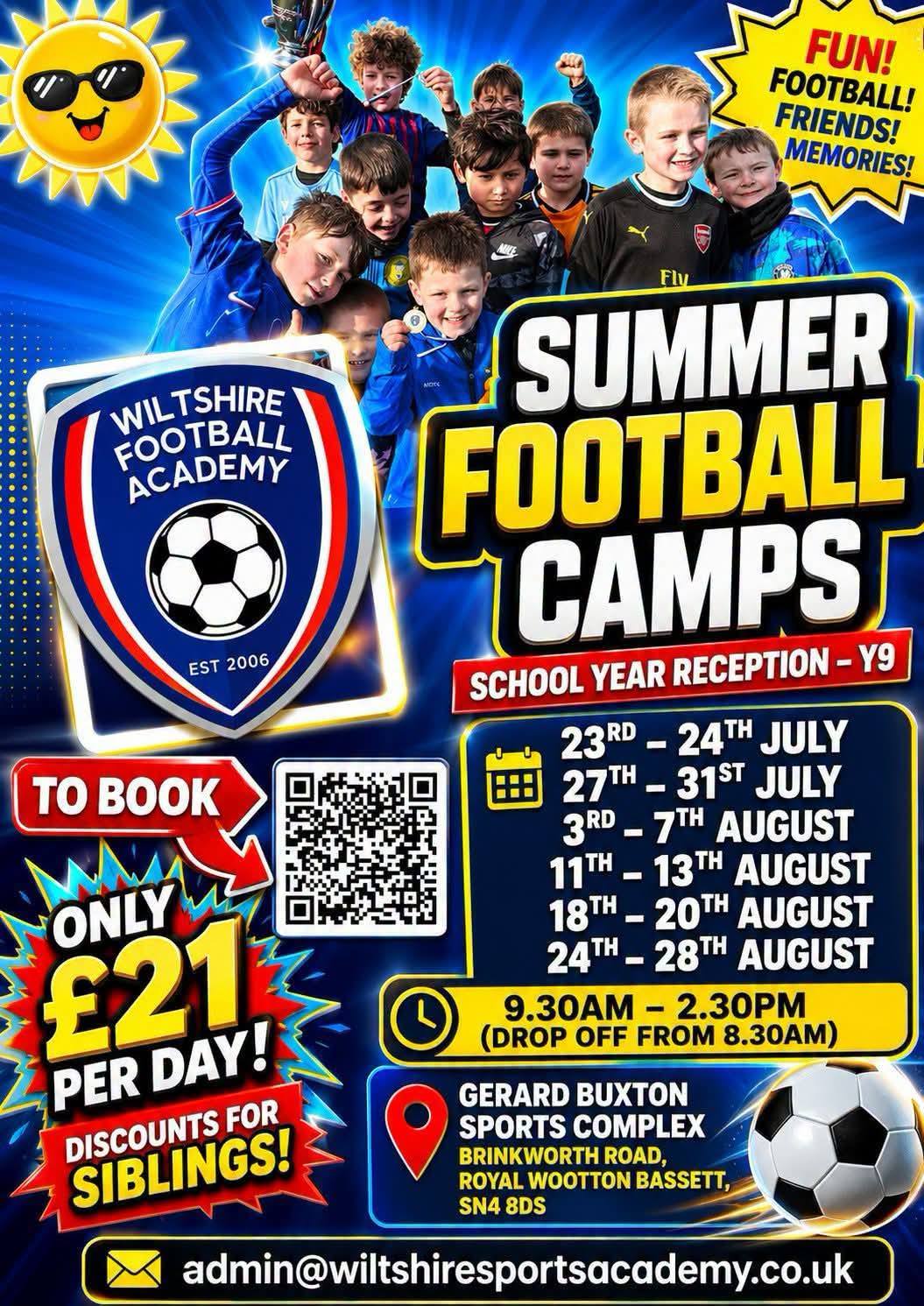 Wiltshire Football Academy Facebook ad: SUMMER FOOTBALL CAMP & GOALKEEPER ONLY CAMP IS…