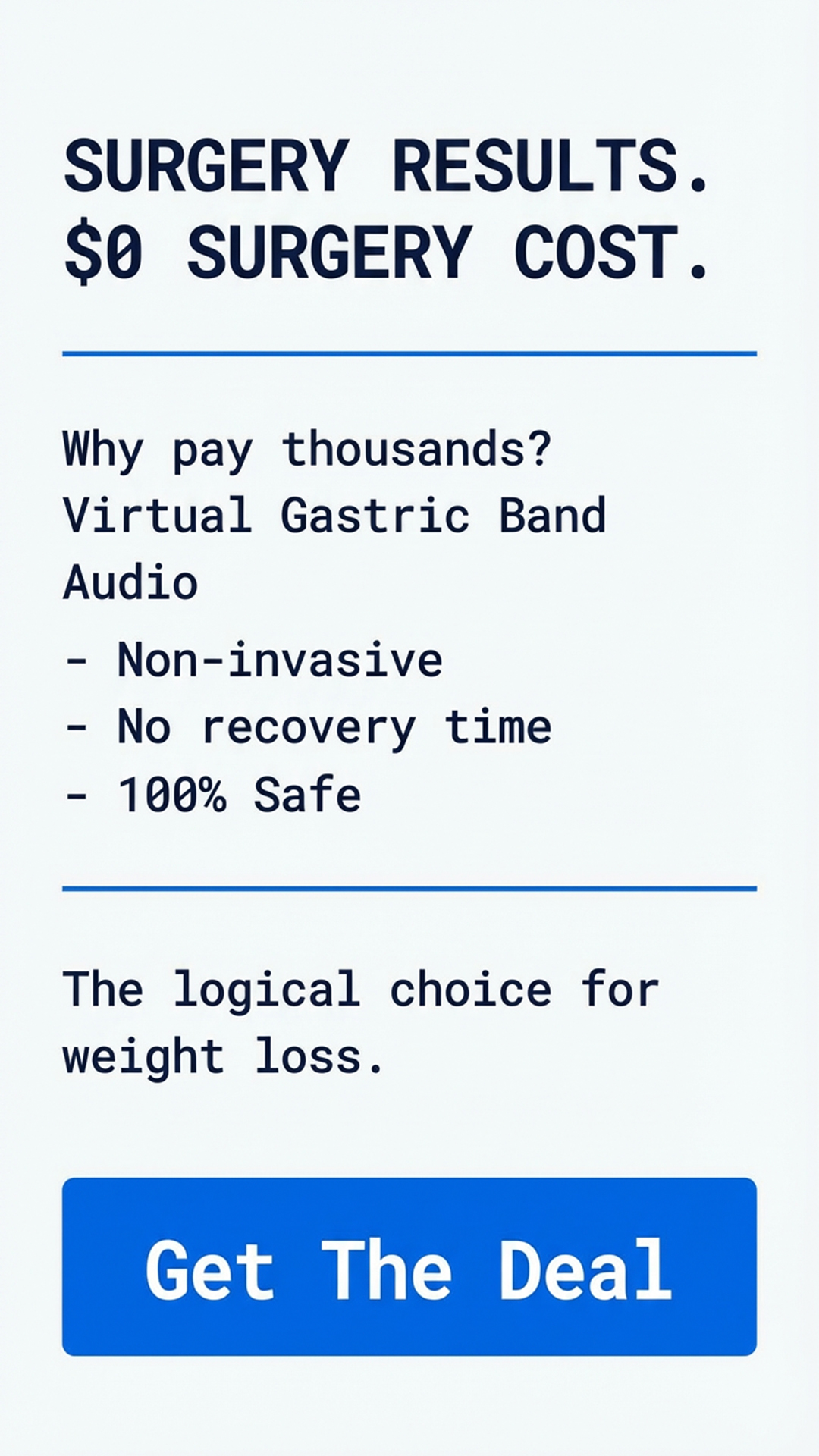 Hypnotherapy for Weight Loss Facebook ad: Press play. Close your eyes. Change everything