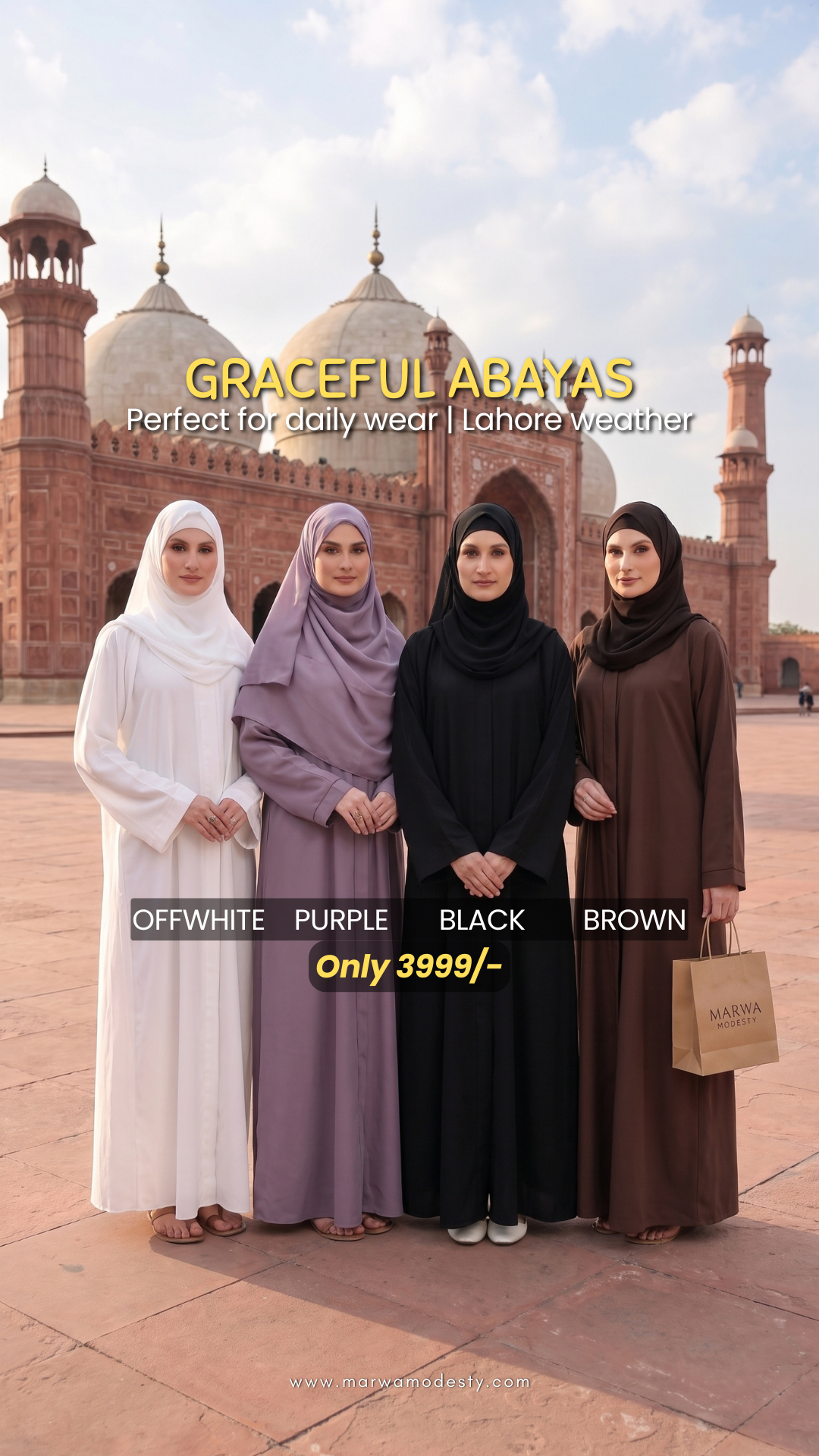Marwa Modesty Facebook ad: Explore Lahore with modesty From 3999/-