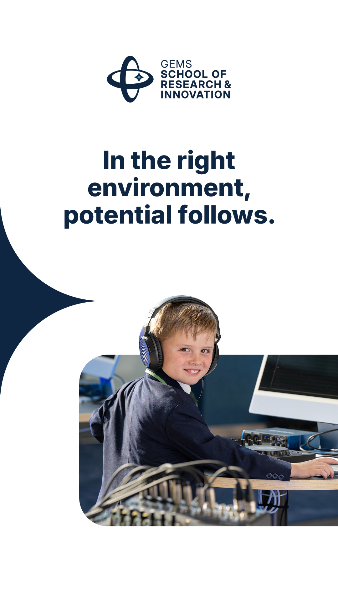 GEMS School of Research and Innovation Facebook ad from Jan 8, 2026