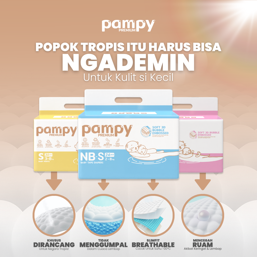 Pampy Indonesia Facebook ad: Popoknya Bayi Tropis, Nyaman, Kering, dan Bebas Ruam!