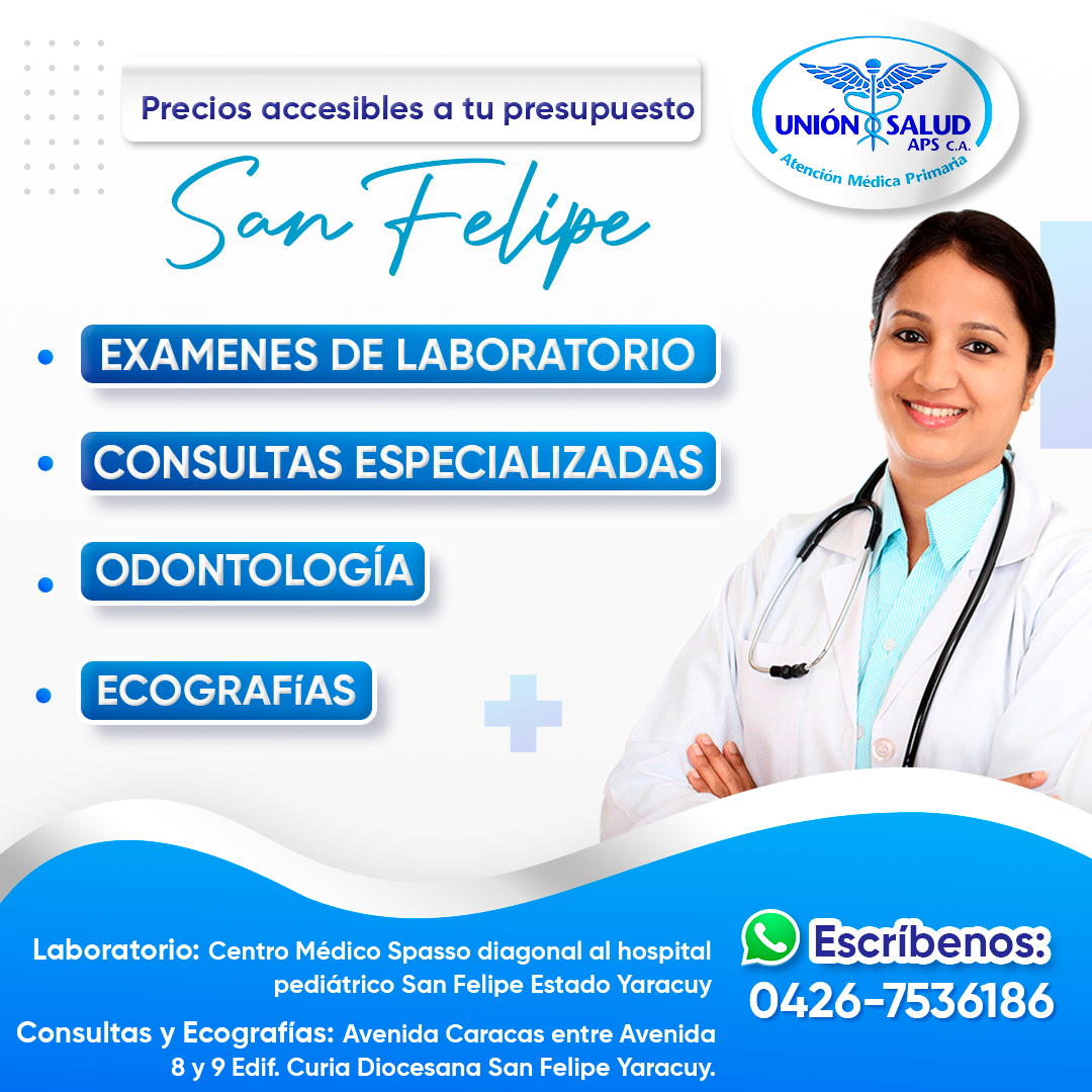 Unión Salud APS C.A. - San Felipe Yaracuy Facebook ad: Exámenes de Laboratorio