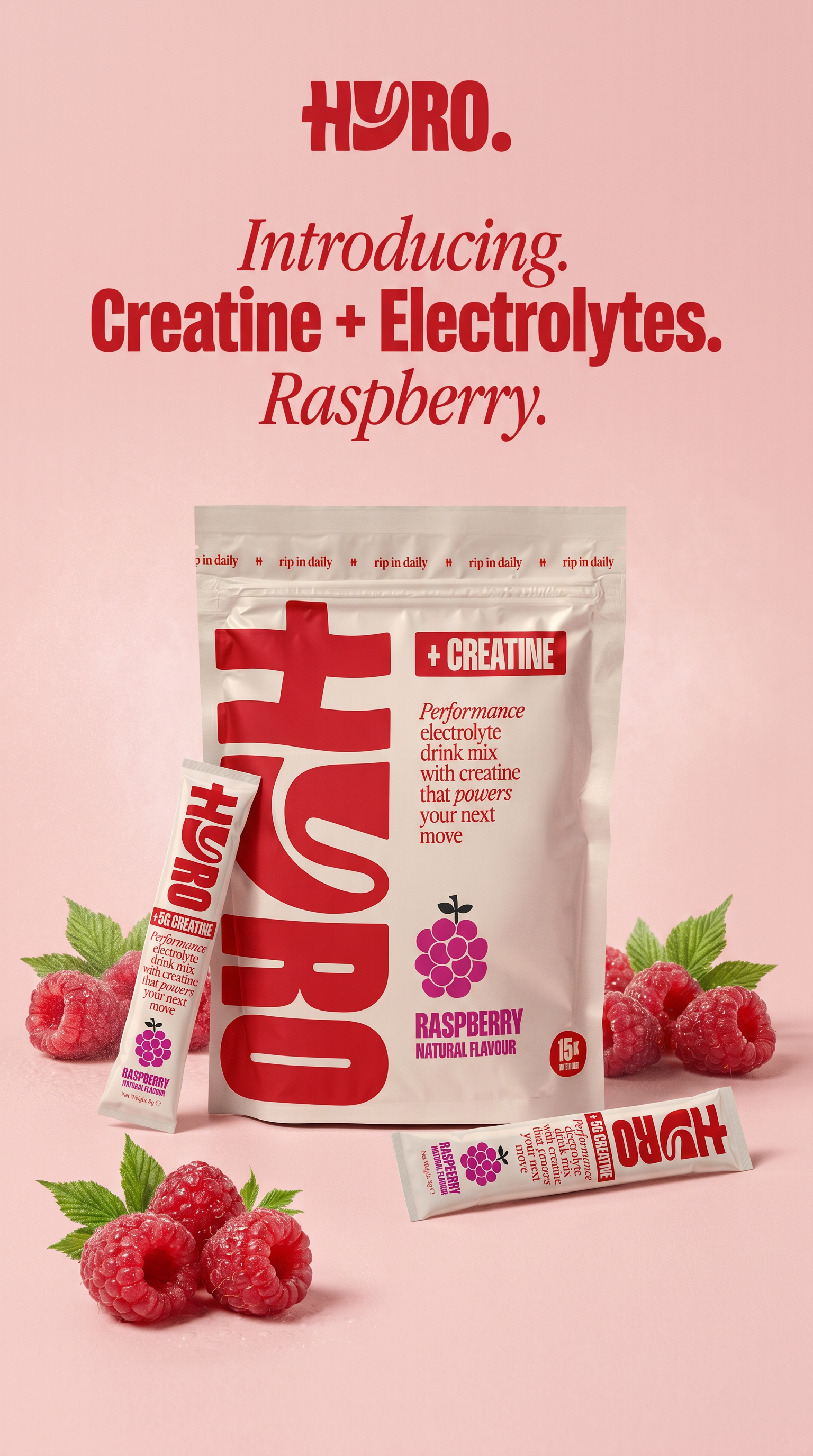 Hyro Facebook ad: New: Hyro Electrolytes + Creatine