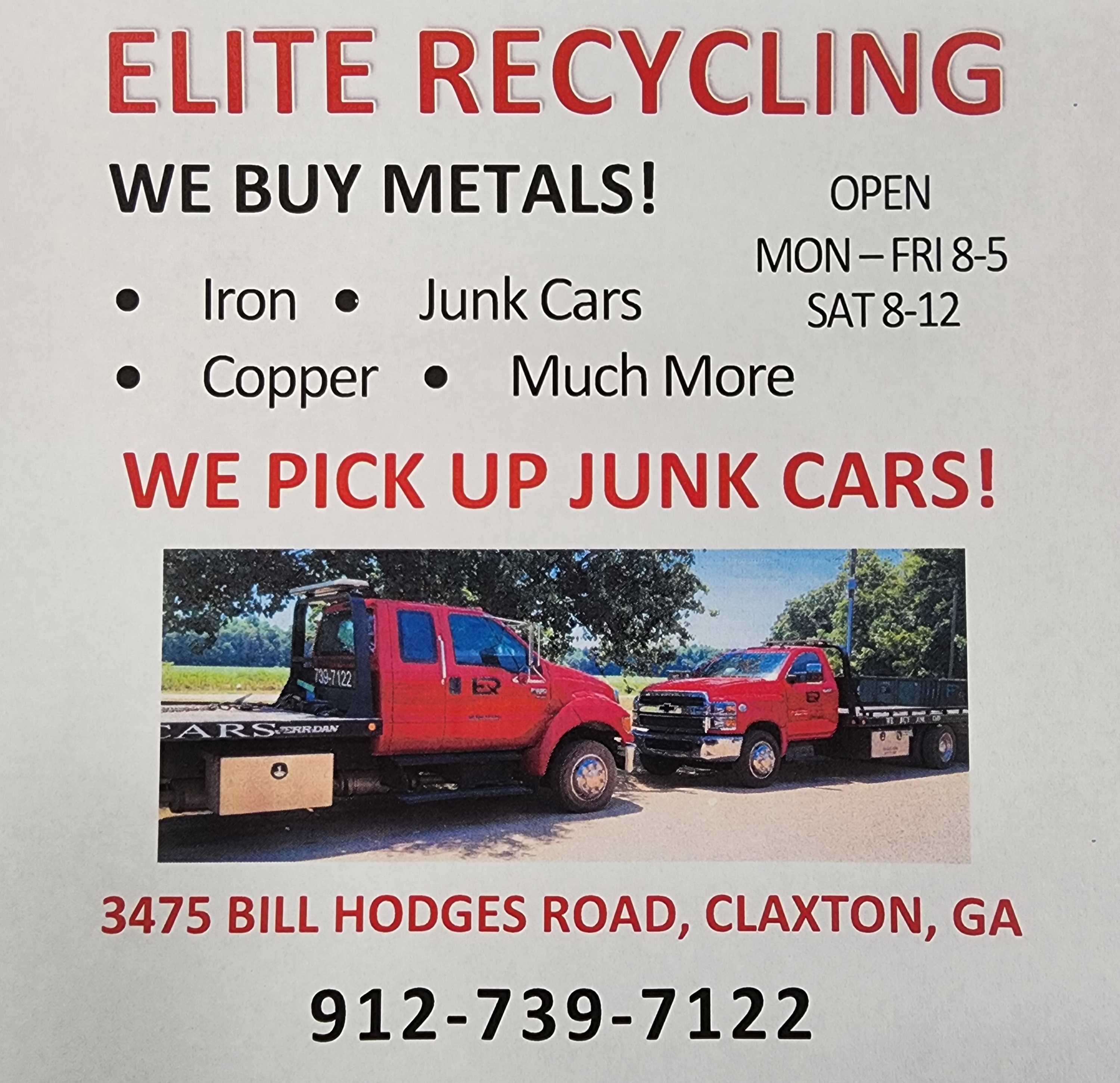 Elite Recycling Facebook ad: WE BUY JUNK CARS!
