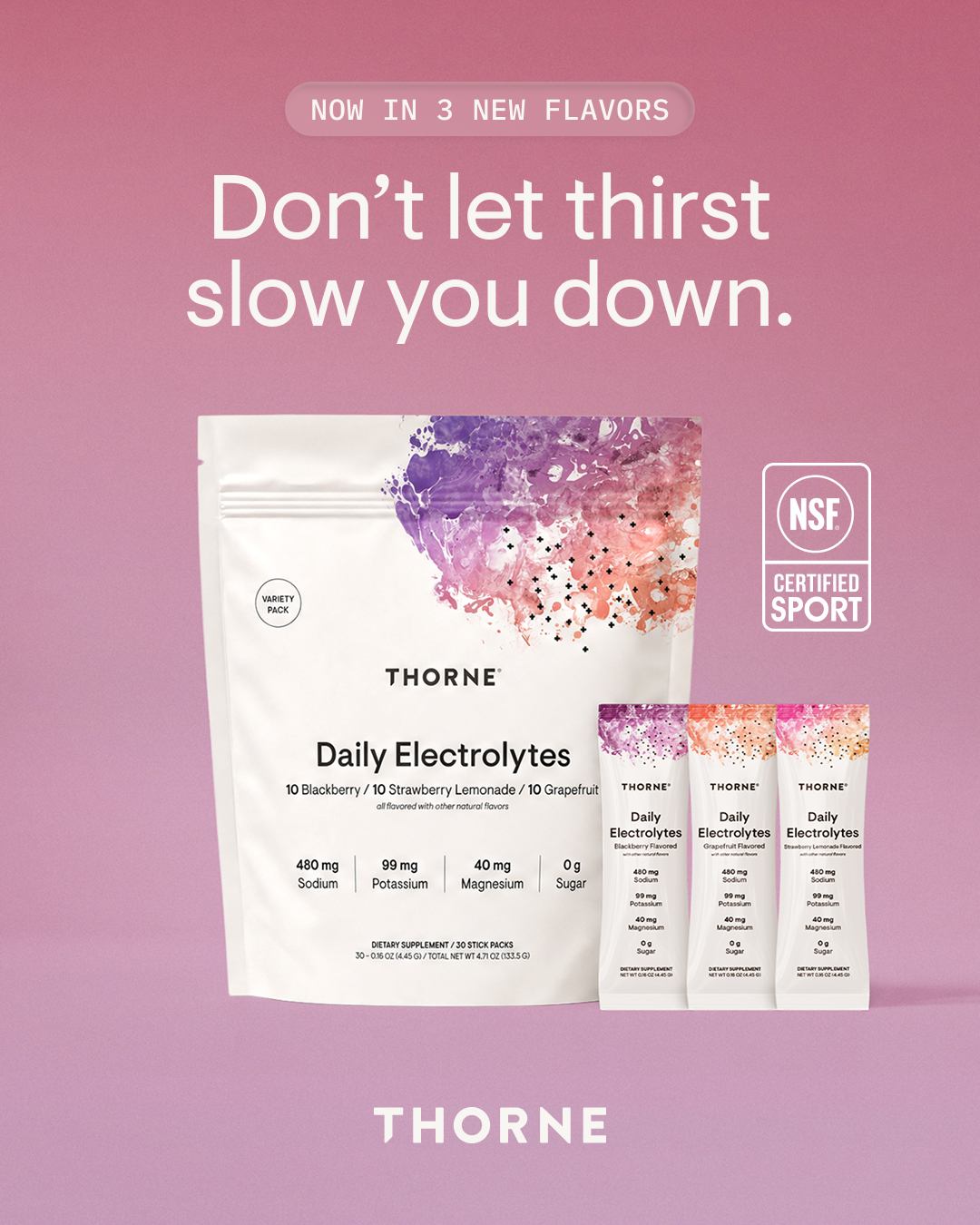 Thorne Facebook ad: Your Water Glass Just Got 3 New Flavors
