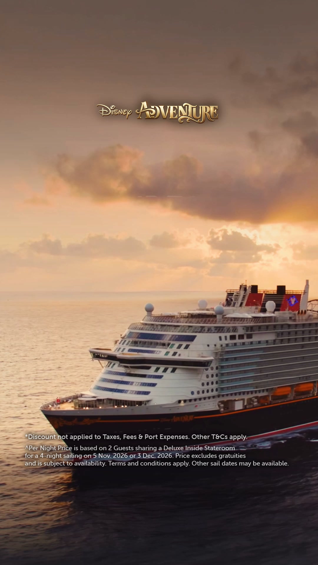 Disney Cruise Line Facebook ad: Save up to 20% on voyage fare