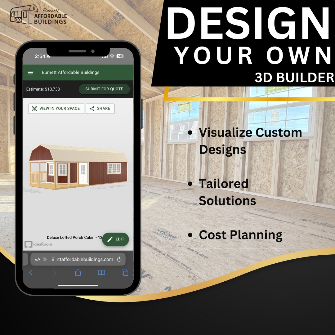 Burnett Affordable Buildings LLC Facebook ad: ShedView 3D Configurator