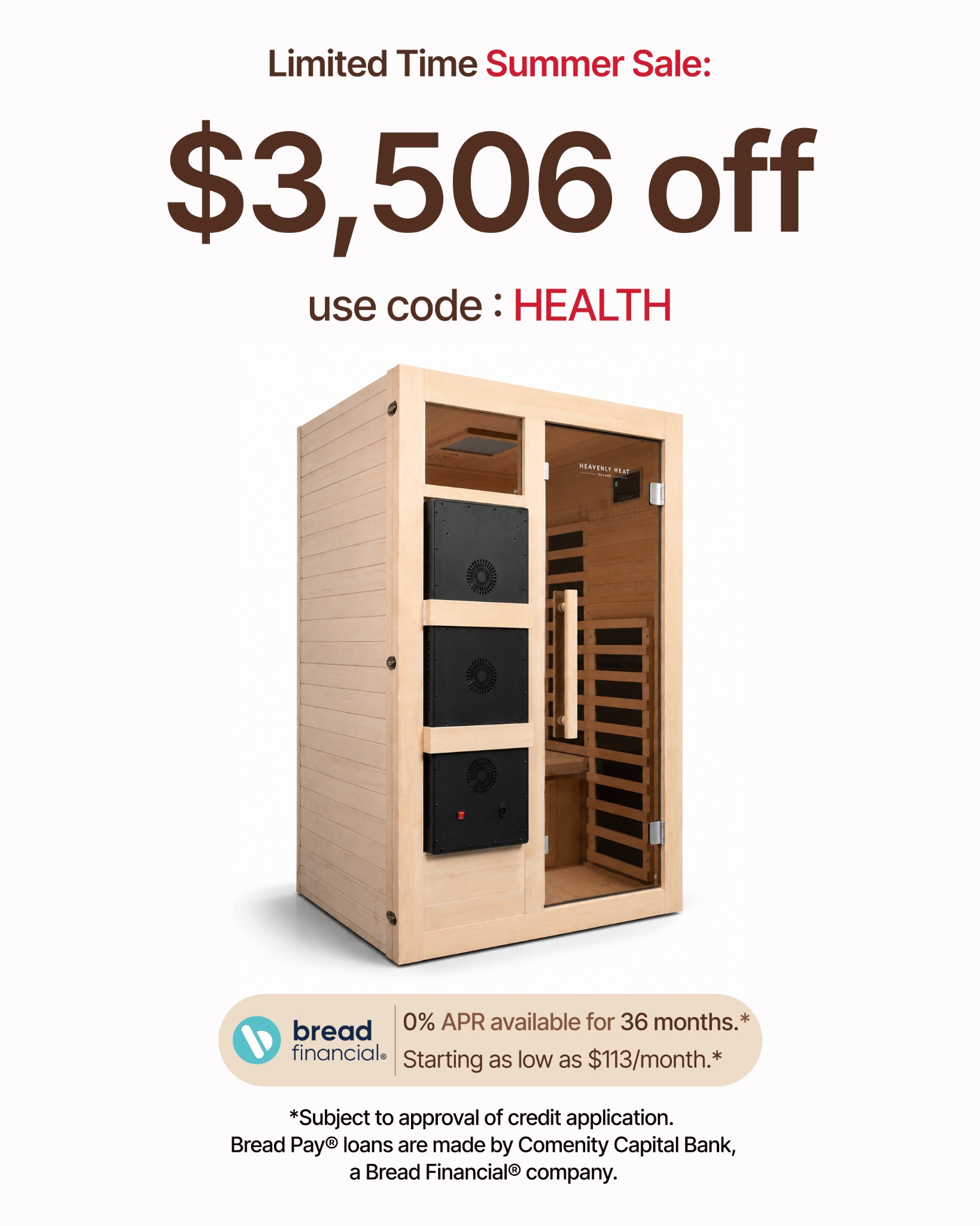 Heavenly Heat Saunas Facebook ad