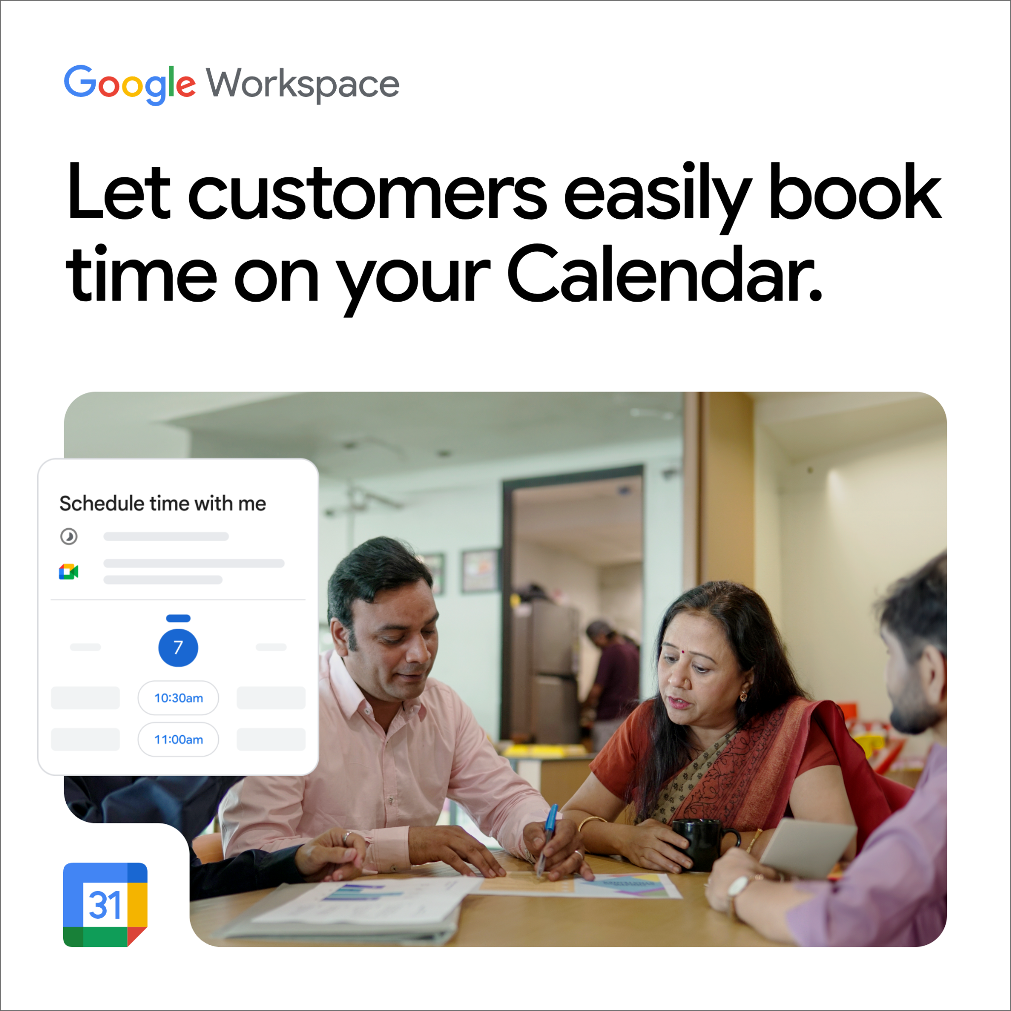 Google Workspace Facebook ad: Simplify scheduling with Google Calendar