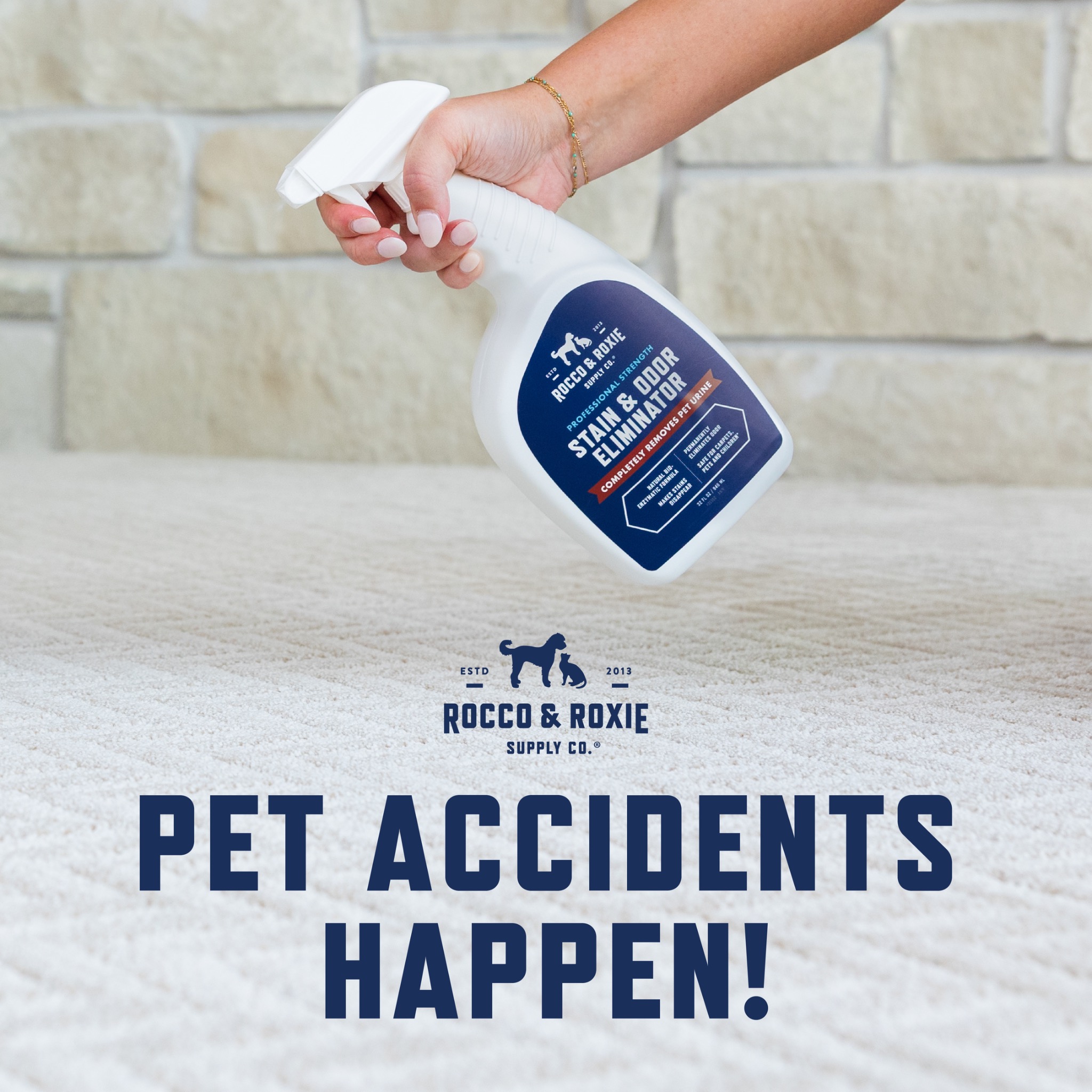 Rocco & Roxie Supply Co Facebook ad: Say goodbye to pet messes with Rocco &…