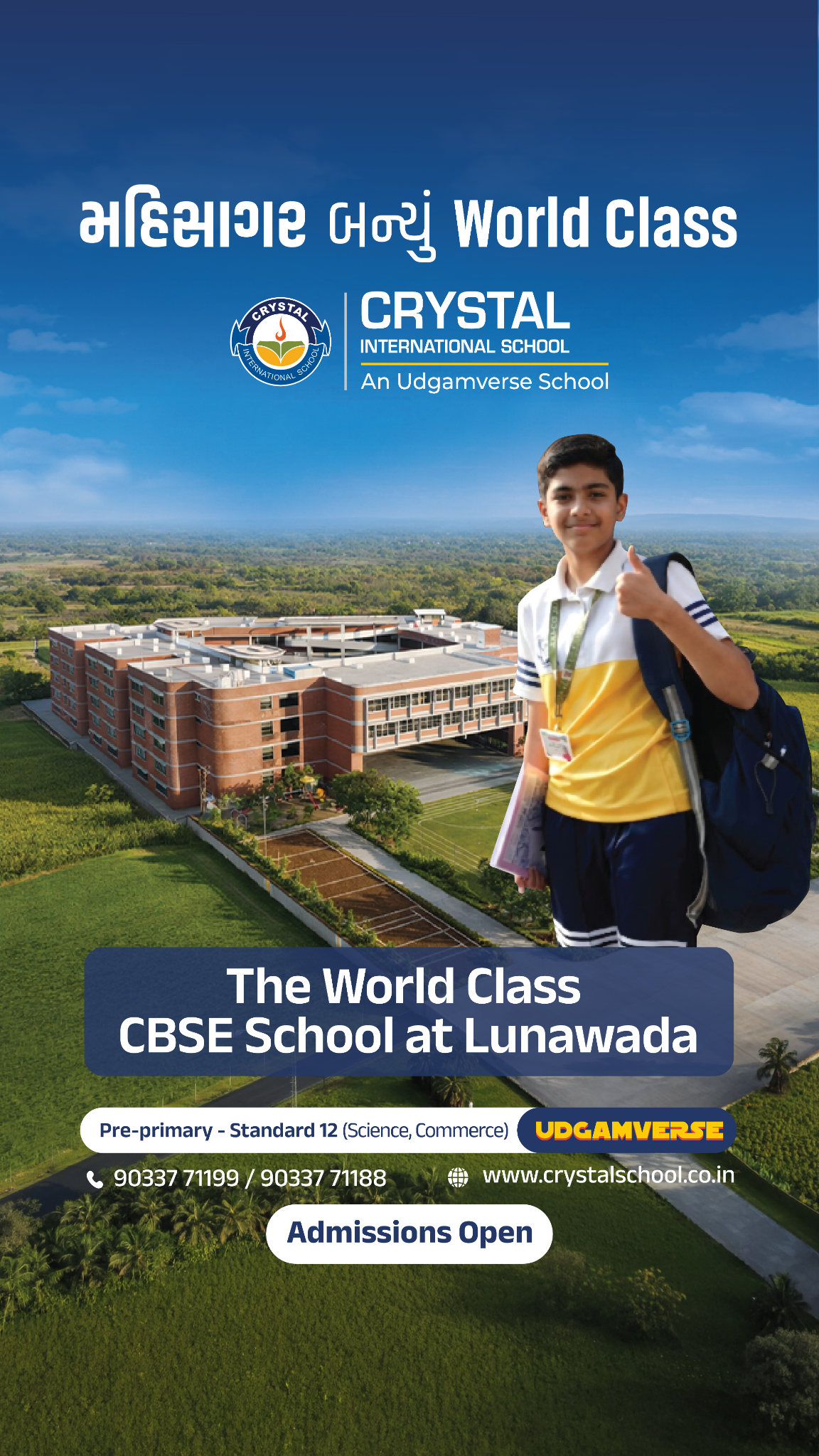 Crystal School, Lunawada Facebook ad from Mar 14, 2026