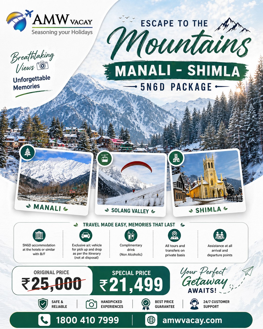 Amwvacay DM Facebook ad: Escape to the Mountains, Manali & Shimla Special…