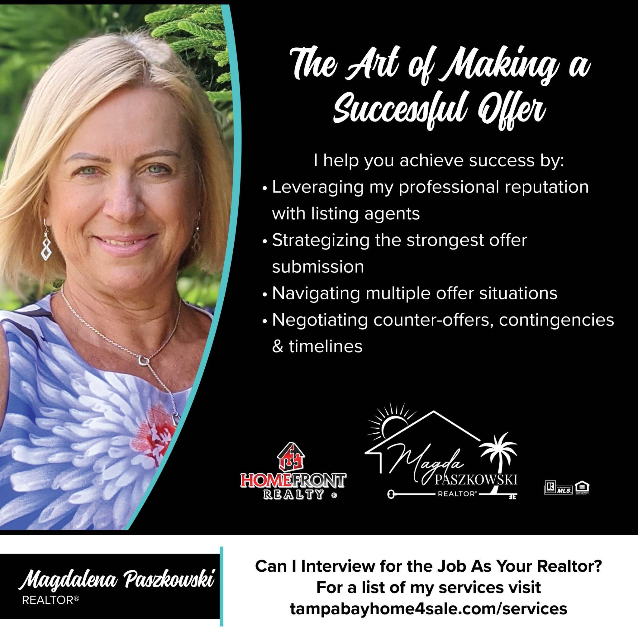 Magdalena Paszkowski Realtor Facebook ad: Message or Call (727) 364-7212