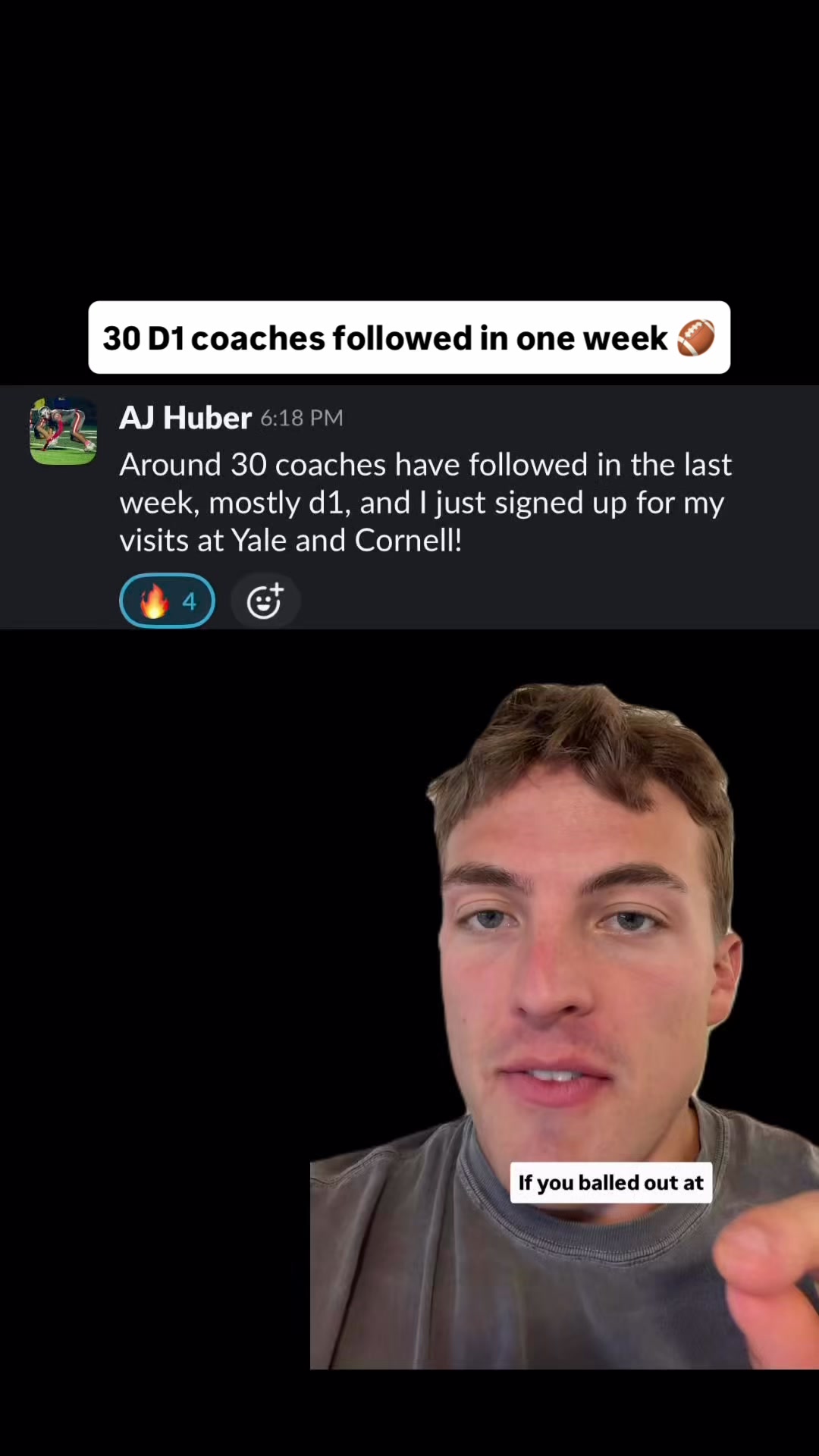 Athletes University Facebook ad: If you're a varsity football recruit with film…
