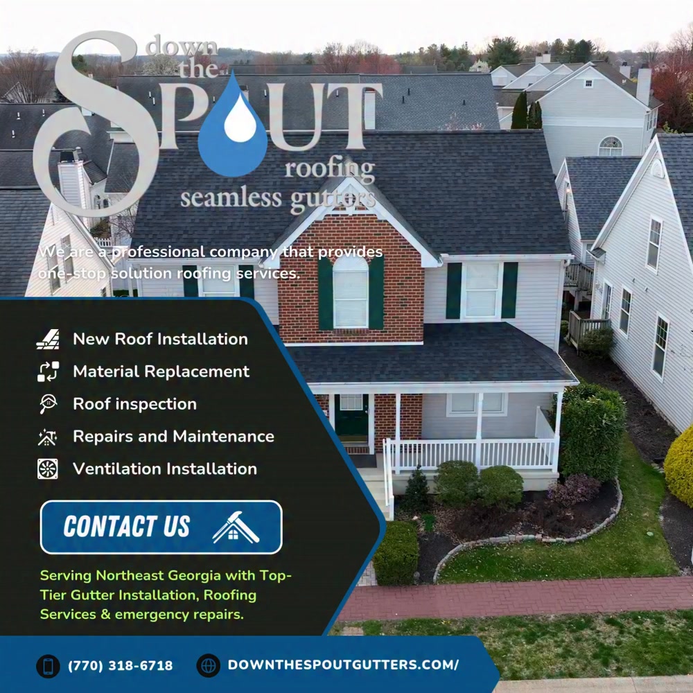 Down the Spout Gutters & Roofing Facebook ad: Clogged gutters? Leaks?