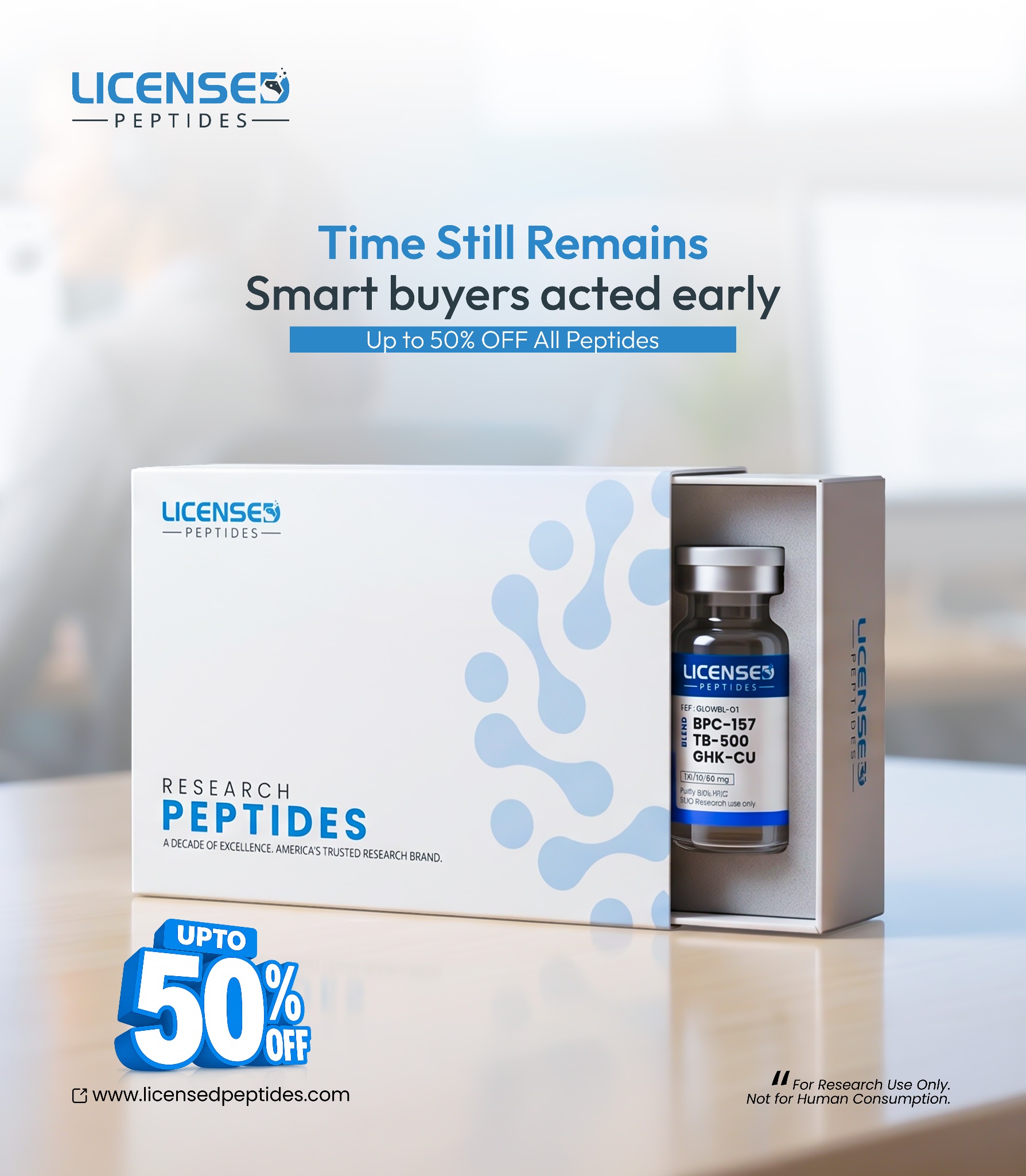 LicensedPeptides.com Facebook ad