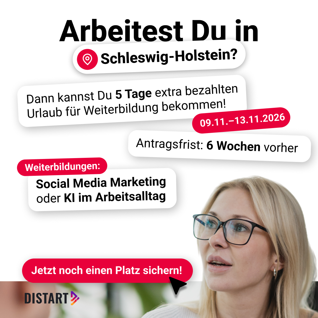 Distart Facebook ad: 5 Tage bezahlt weiterbilden