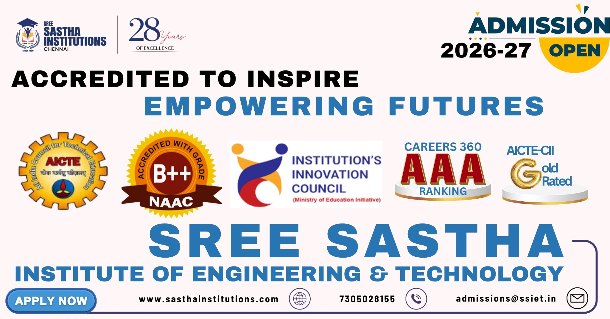 Sree Sastha Institute of Engineering and Technology Faculty page Facebook ad: MBA Admissions Open