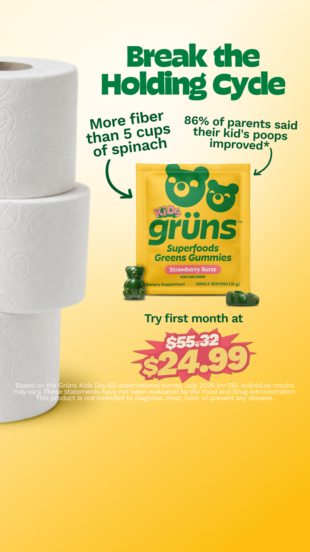 Grüns Kids Facebook ad: Fiber Kids Won't Fight