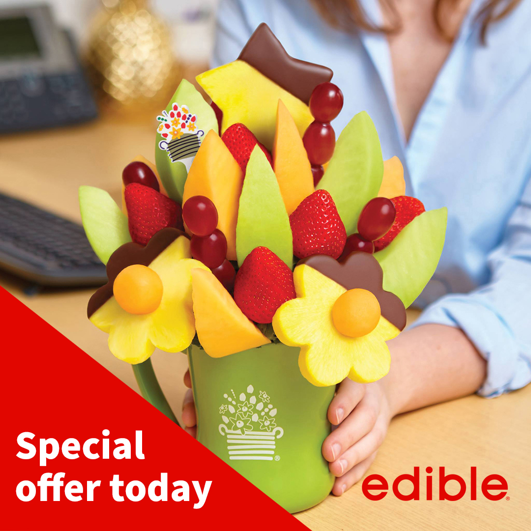 Edible Arrangements Facebook ad: Whether it's a birthday, anniversary, thank you, sympathy…