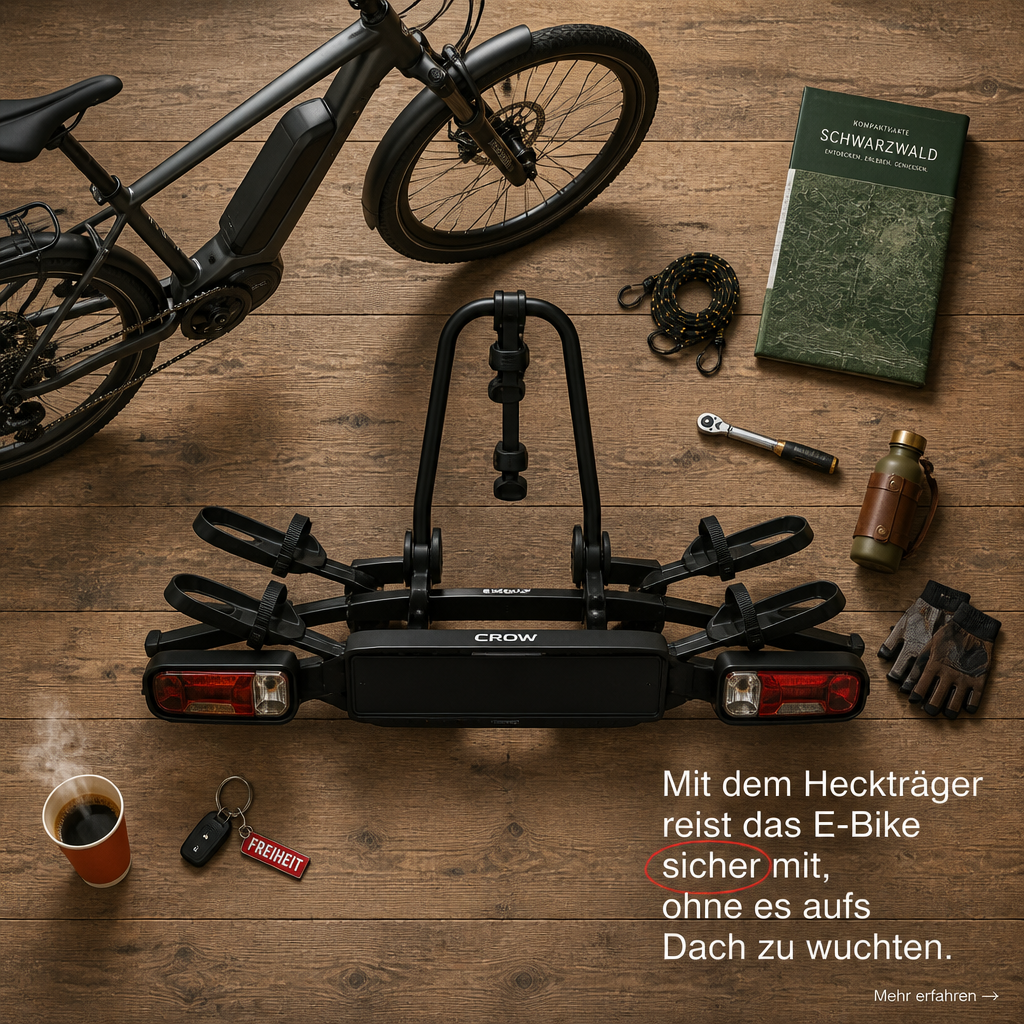 Yin Yang - Top Selection Facebook ad: Mit dem Heckträger reist das E-Bike sicher mit, ohne es…