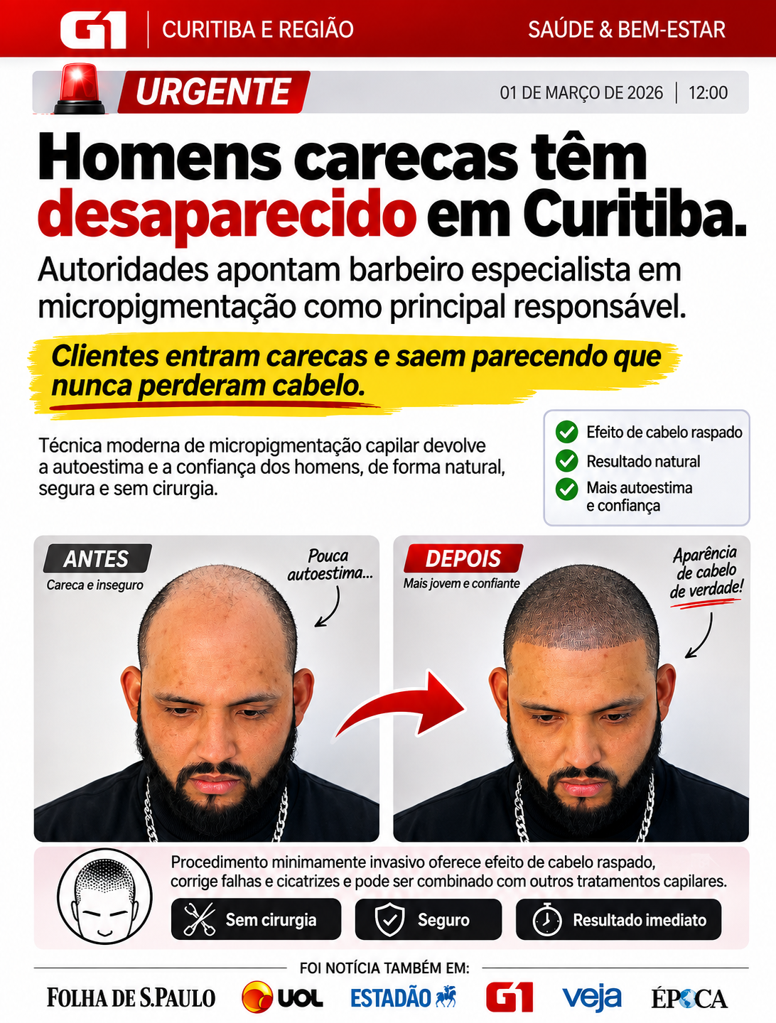 Hair line pró Facebook ad: Clique em Saiba Mais