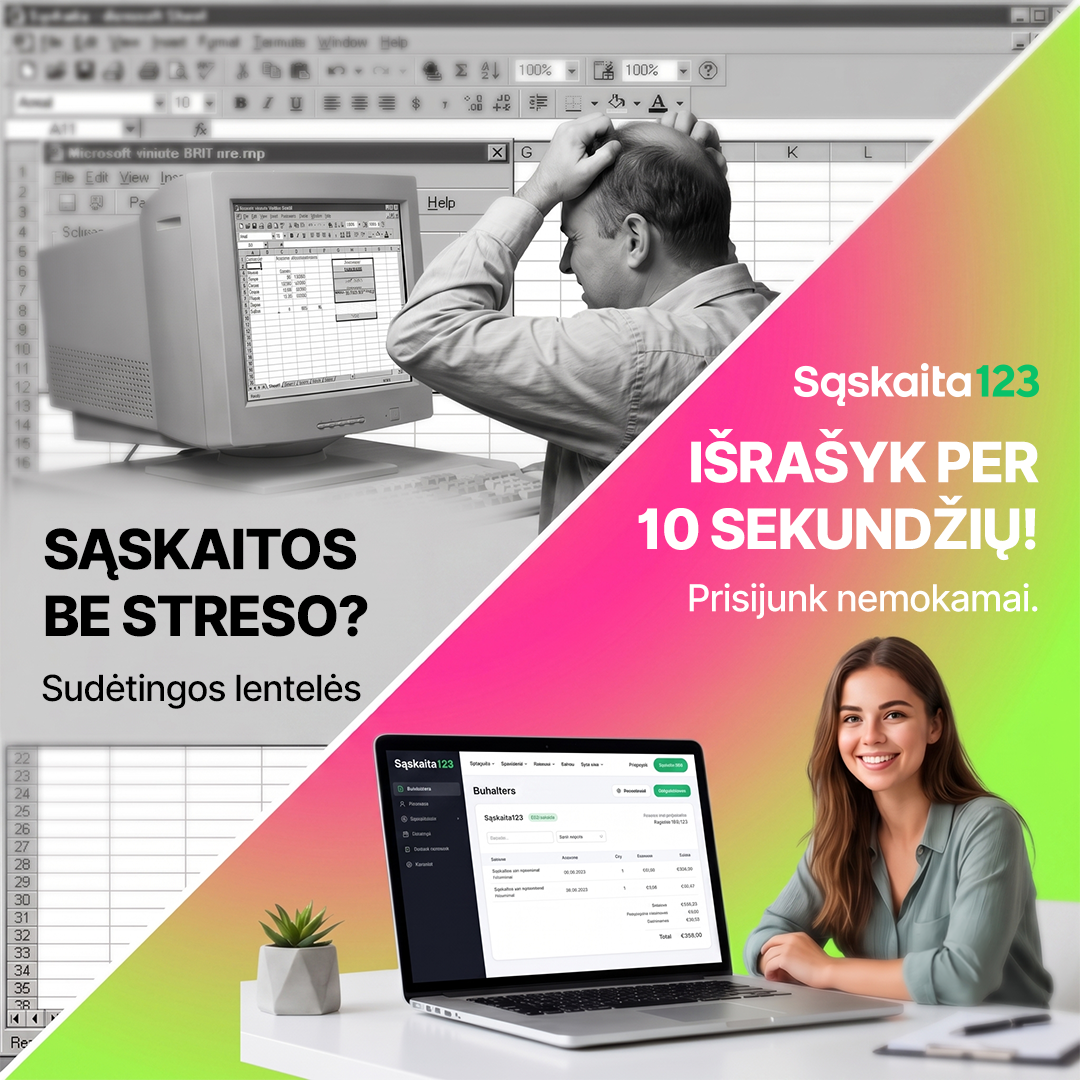 Sąskaita123 Facebook ad: Išbandykite 14 dienų nemokamai.
