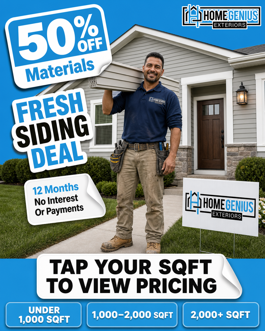 Home Genius Exteriors Facebook ad