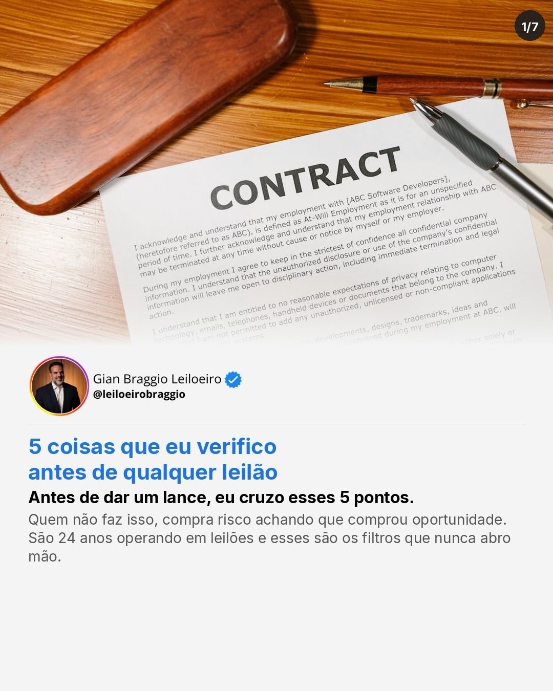 Gian Braggio - Leiloeiro Facebook ad: Antes de dar qualquer lance, eu cruzo esses…
