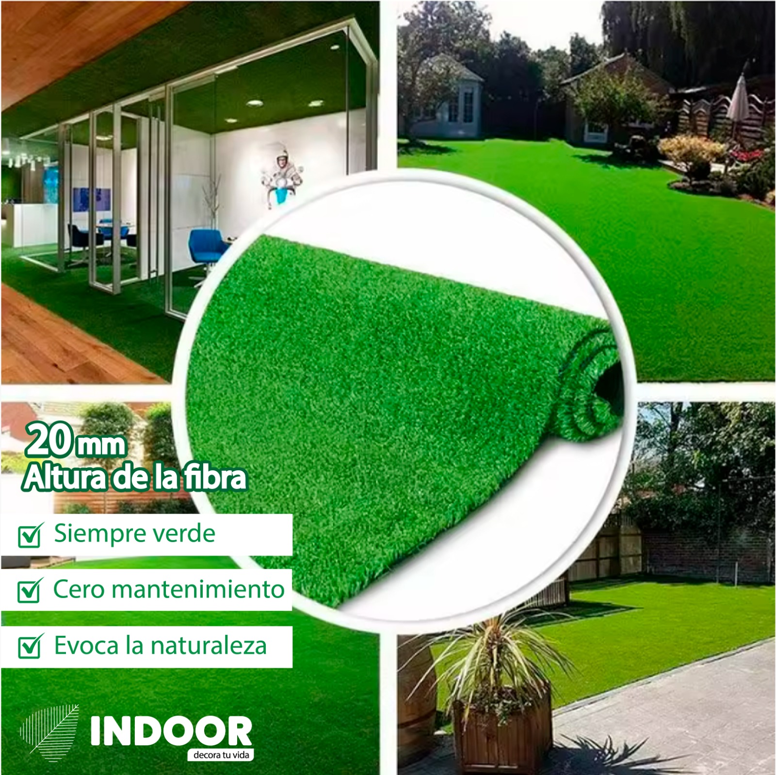 Indoor Colombia SAS Facebook ad: Transforma tus espacios con Grama Artificial de Alta…