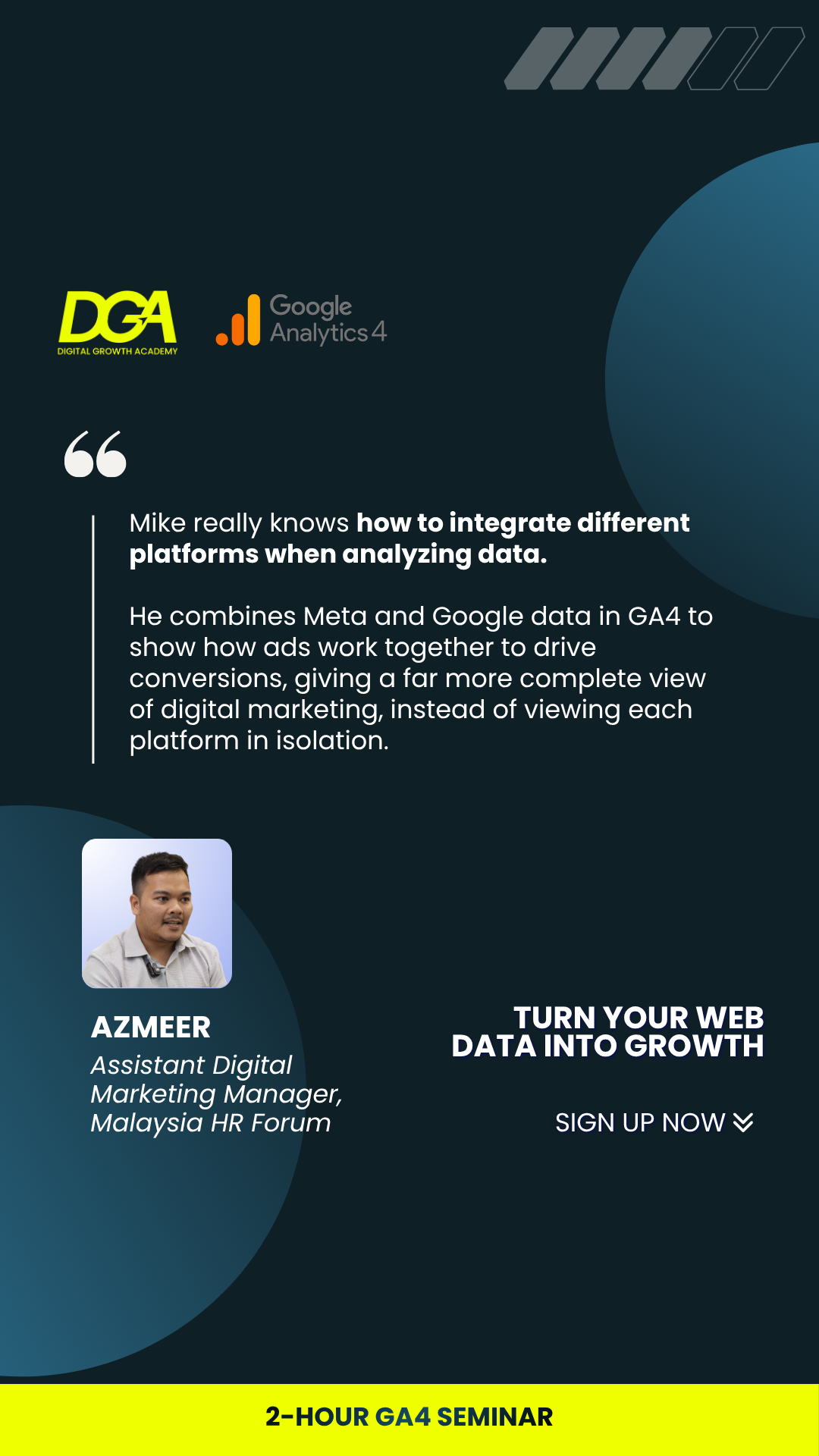 Digital Growth Academy Facebook ad: Join our Google Analytics Seminar