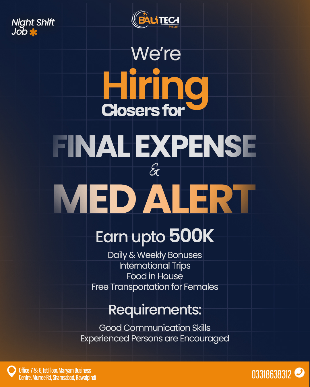 Bali Tech Pvt.Ltd Facebook ad: We’re Hiring Closers (Night Shift)