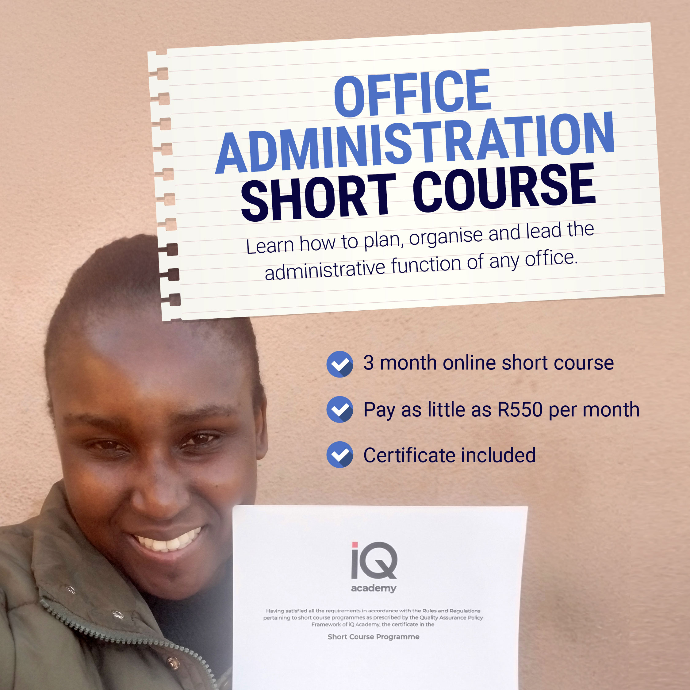 IQ Academy Facebook ad: Ready to work in a professional office environment?