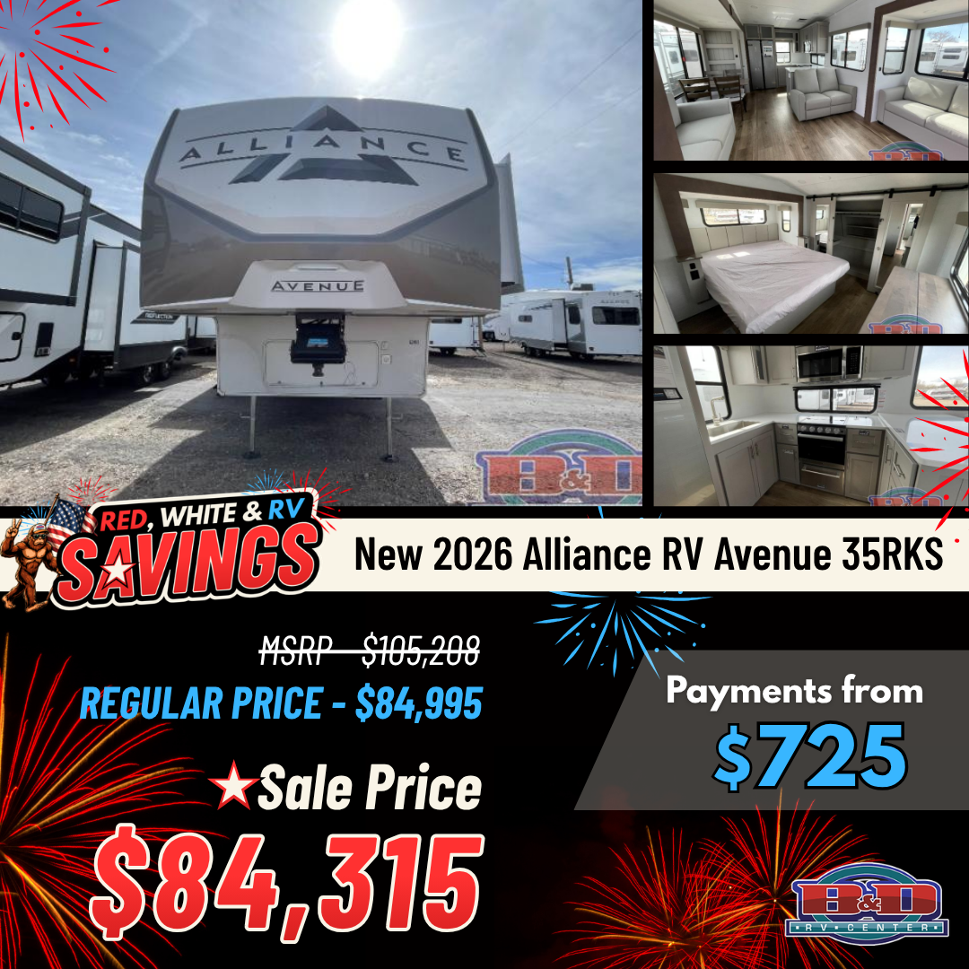 B&D RV Center Facebook ad: Red, White & RV Savings are here at…