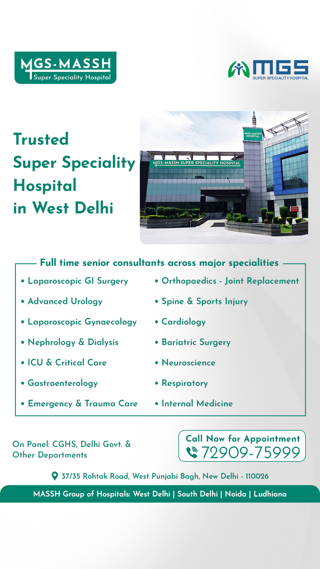 MGS MASSH Super Speciality Hospital Facebook ad from Jan 2, 2026