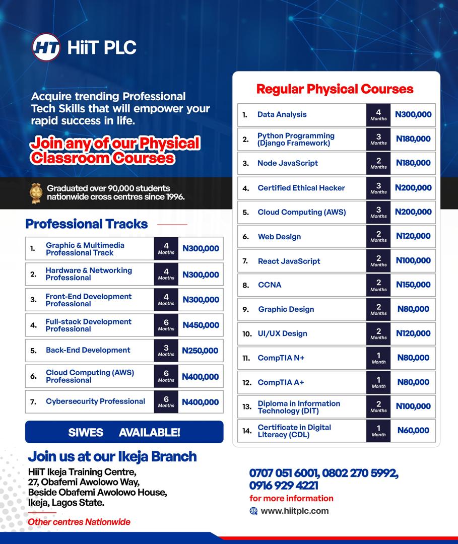 Hiit Plc, Lagos center Facebook ad: Ready to Launch Your Tech Career?