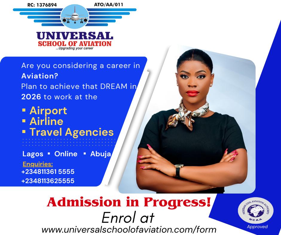 Universal School of Aviation Facebook ad: Admission in Progress!