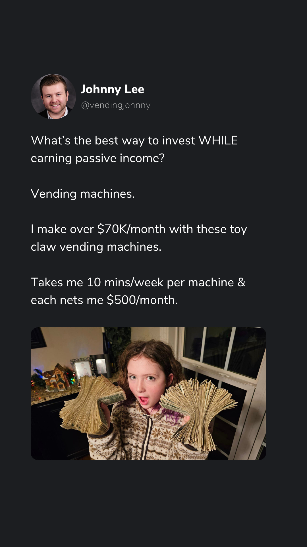 Johnny with Vending Community Facebook ad