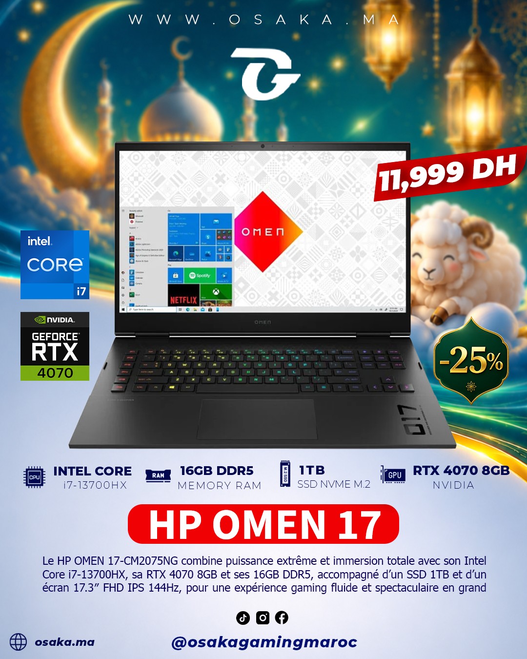 Osaka Gaming Maroc Facebook ad: Le HP OMEN 17-CM2075NG est un laptop gaming…