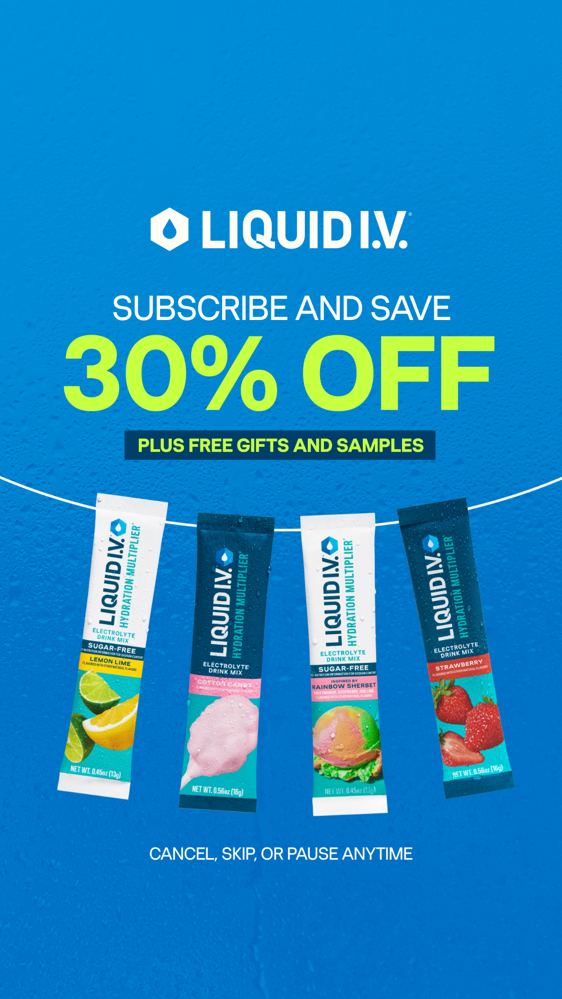 Liquid I.V. Facebook ad: Never Pay Full Price Again