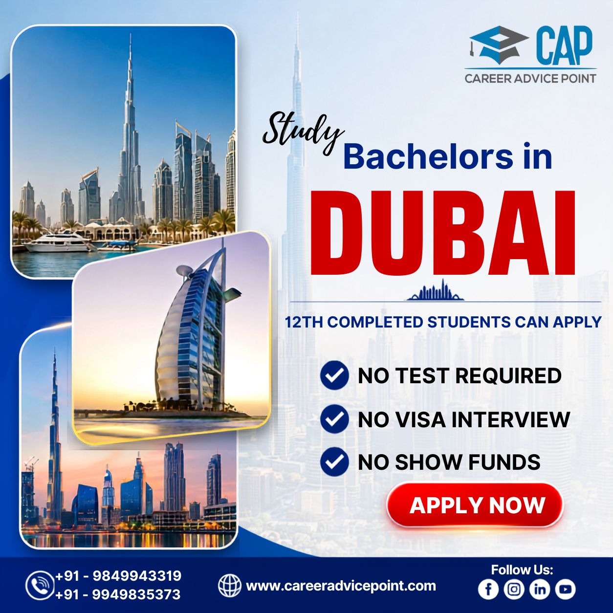 CAP Global Education Facebook ad: Dubai Universities Now Accepting Applications. Apply for…