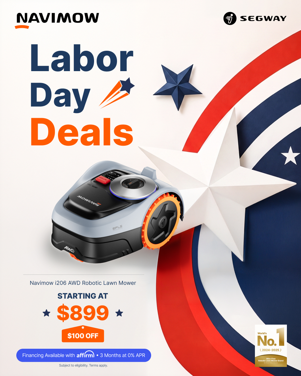 Segway Navimow Facebook ad: Up to $150 OFF i2 AWD | Navimow Labor Day Deals