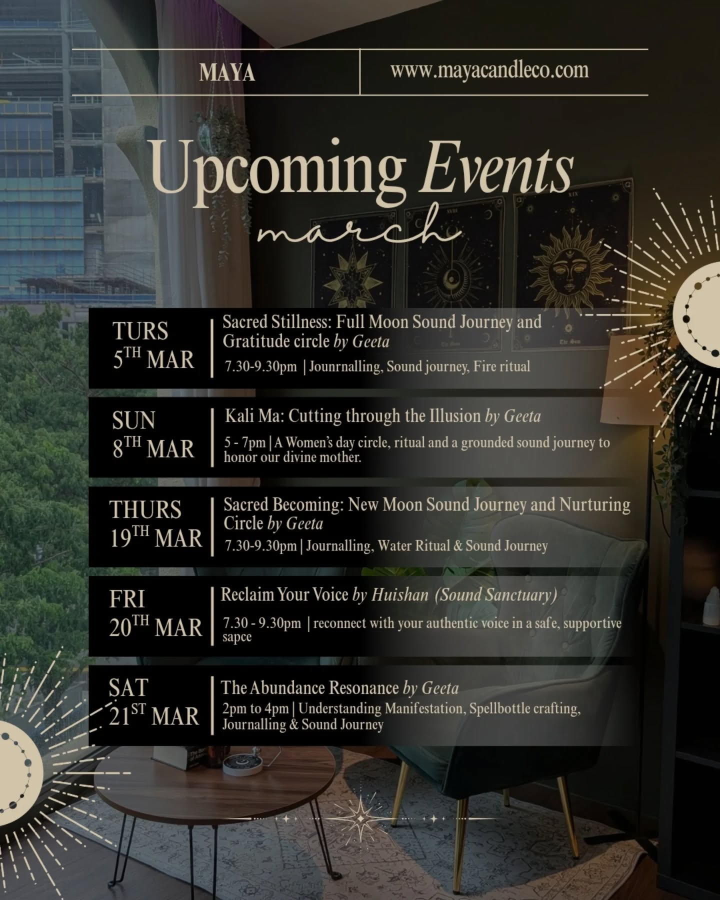 Maya Candle Co Facebook ad: March at MAYA is gonna be epicccc so…