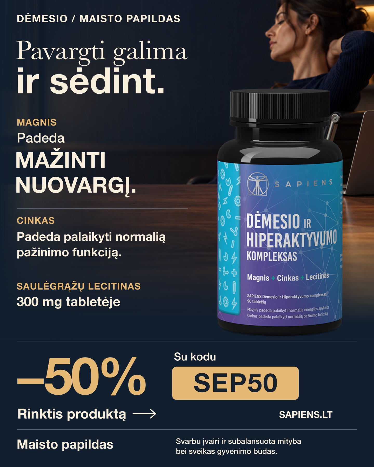 Sapiens Facebook ad: Kai sėdėjimas nėra poilsis