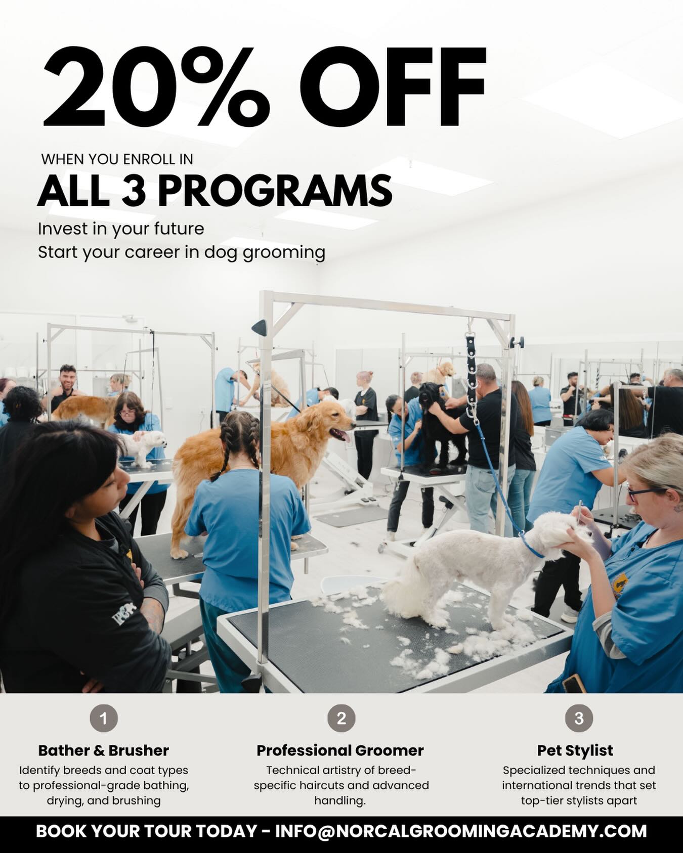 Northern California Grooming Academy Facebook ad: READY TO START YOUR GROOMING CAREER?