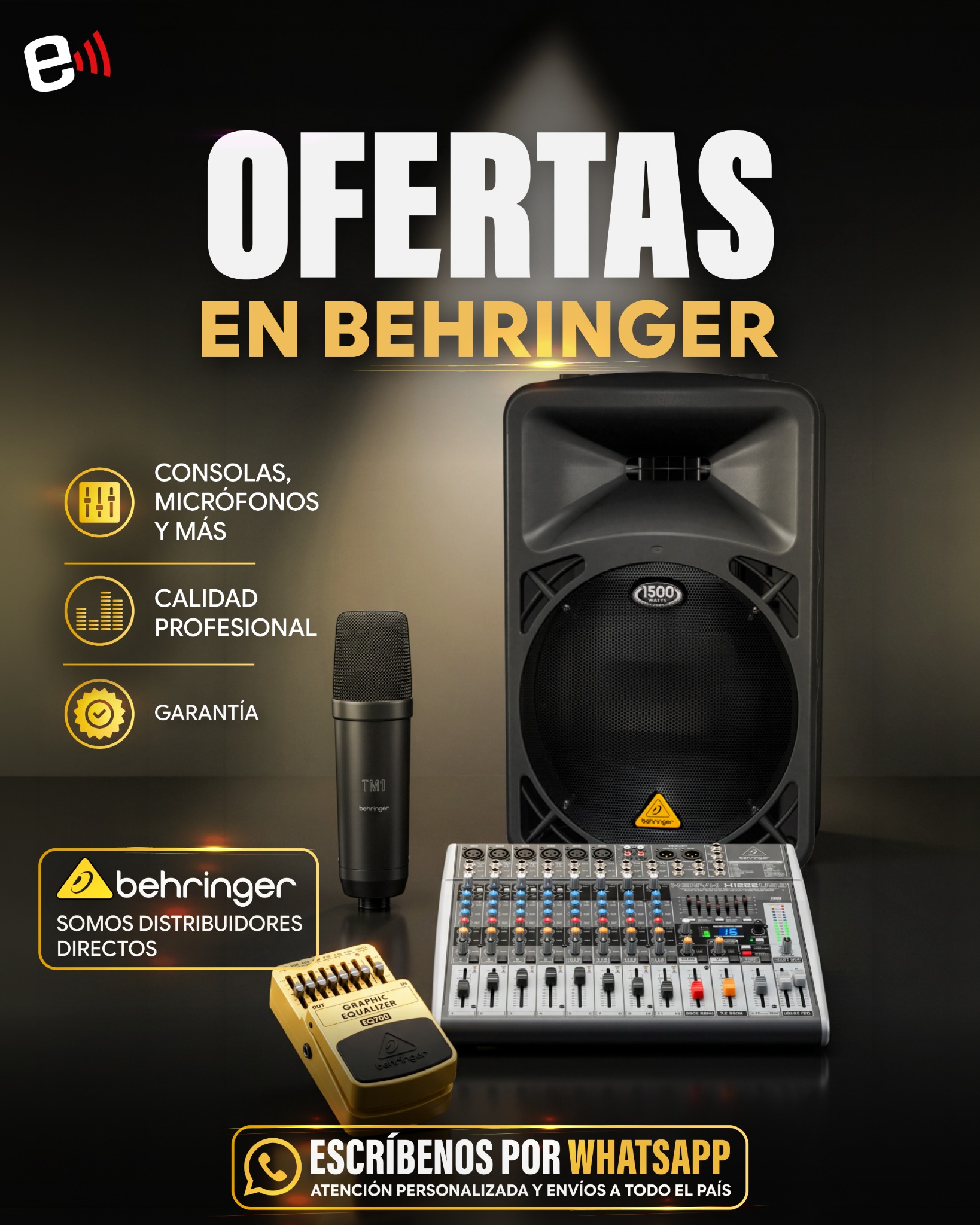 Eckomusic Facebook ad: Equipa tu sonido con Behringer