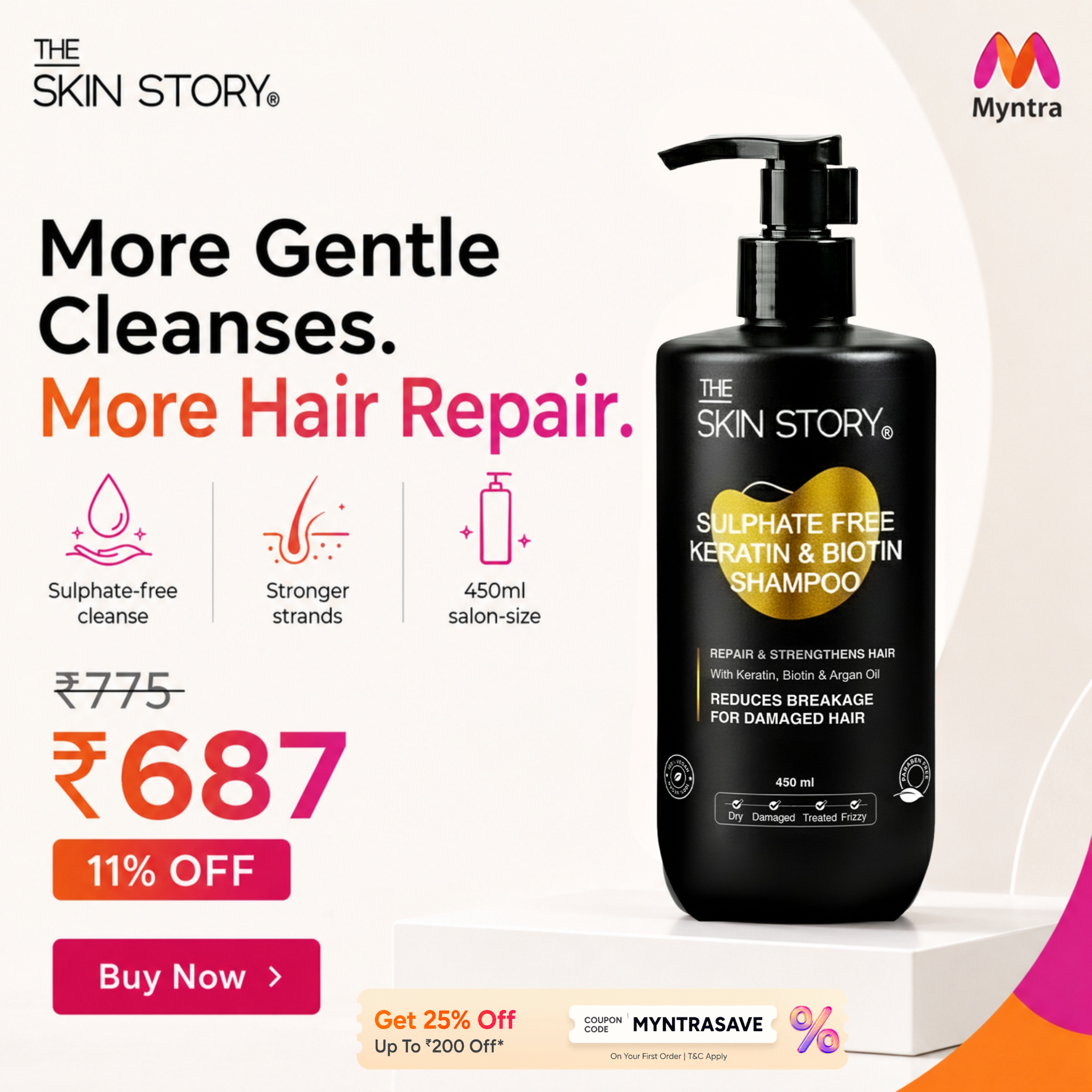 The Skin Story Facebook ad: Sulphate-Free Keratin & Biotin Shampoo